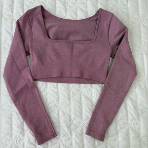 Women’s Long Sleeve Square Neck Crop Top - Mauve